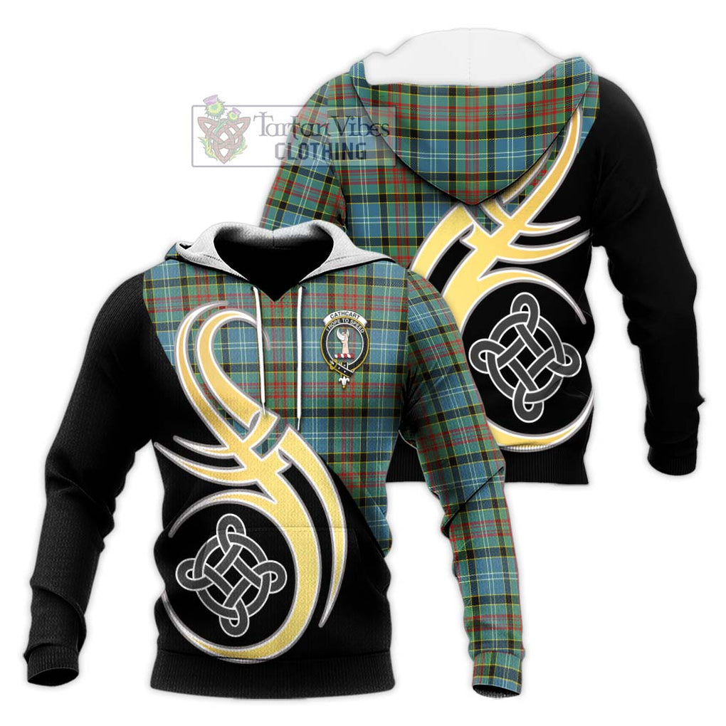 Cathcart Tartan Knitted Hoodie with Family Crest and Celtic Symbol Style Unisex Knitted Pullover Hoodie - Tartan Vibes Clothing