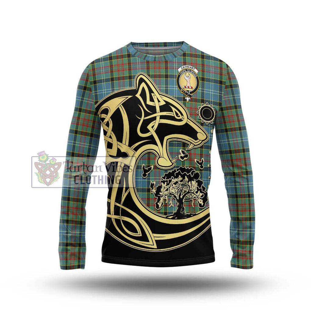 Cathcart Tartan Long Sleeve T-Shirt with Family Crest Celtic Wolf Style Unisex - Tartan Vibes Clothing