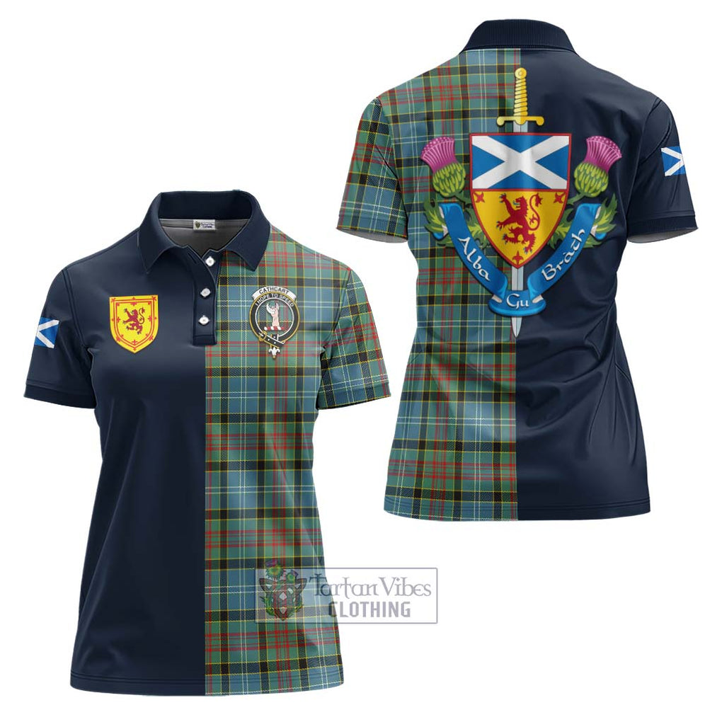 Tartan Vibes Clothing Cathcart Tartan Women's Polo Shirt with Scottish Lion Royal Arm Half Style