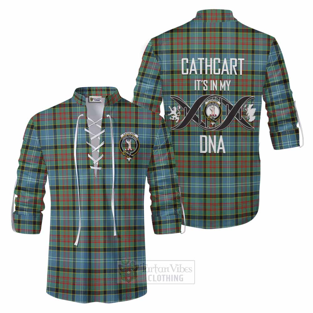 Tartan Vibes Clothing Cathcart Tartan Ghillie Kilt Shirt with Family Crest DNA In Me Style