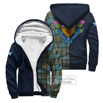 Cathcart Tartan Sherpa Hoodie Alba with Scottish Lion Royal Arm Half Style