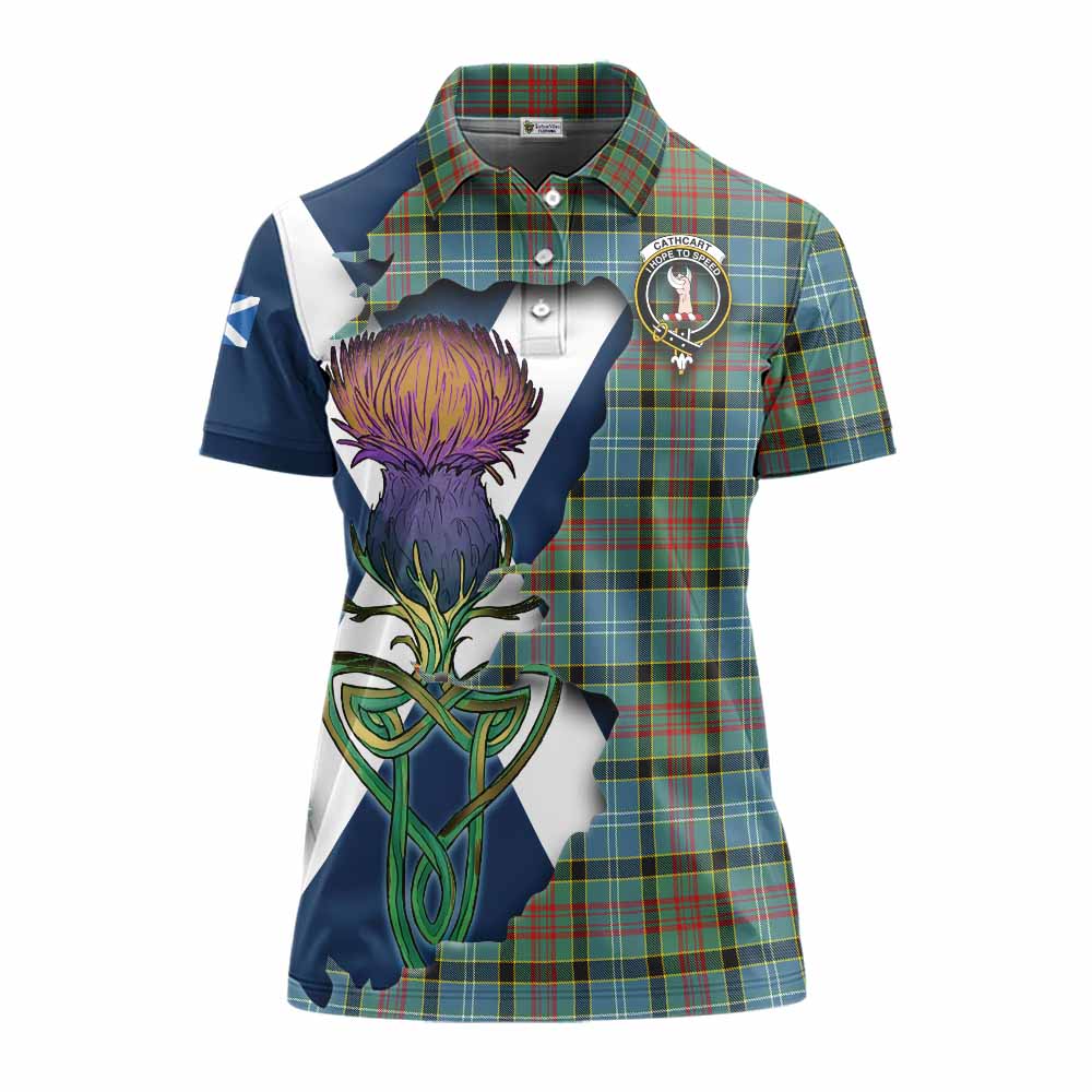 Cathcart Tartan Family Crest Women's Polo Shirt Scottish Thistle Celtic Inspired Women - Tartan Vibes Clothing