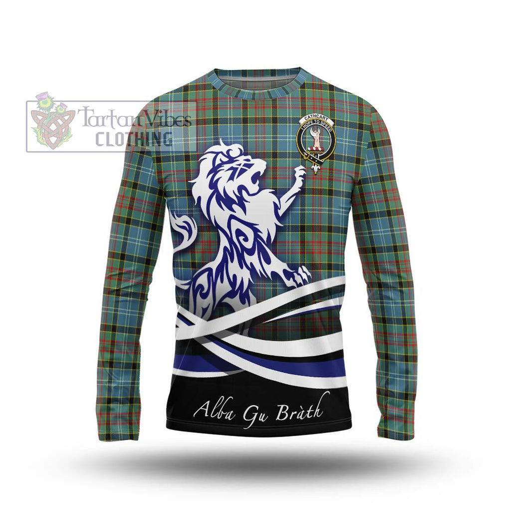 Cathcart Tartan Long Sleeve T-Shirt with Alba Gu Brath Regal Lion Emblem Unisex - Tartanvibesclothing Shop