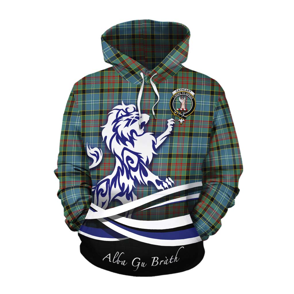 Tartan Vibes Clothing Cathcart Tartan Cotton Hoodie with Alba Gu Brath Regal Lion Emblem