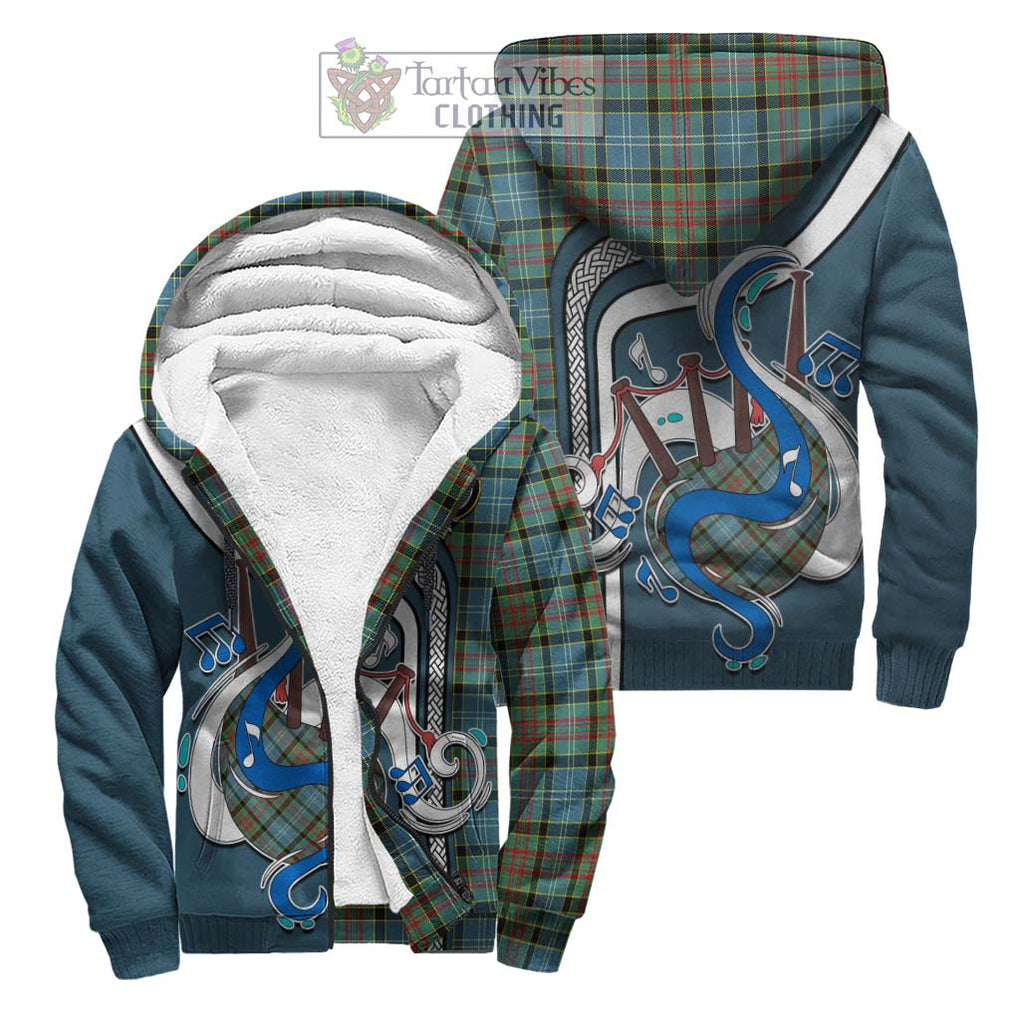 Cathcart Tartan Sherpa Hoodie with Epic Bagpipe Style Unisex S - Tartanvibesclothing Shop