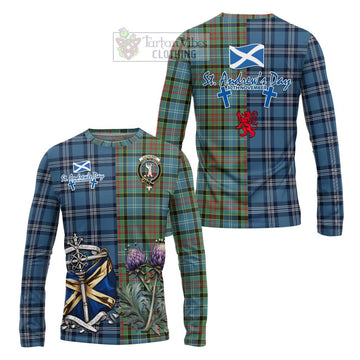 Cathcart Tartan Long Sleeve T-Shirt Happy St. Andrew's Day Half Tartan Style