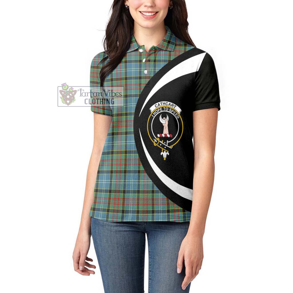 Cathcart Tartan Women's Polo Shirt with Family Crest Circle Style - Tartan Vibes Clothing