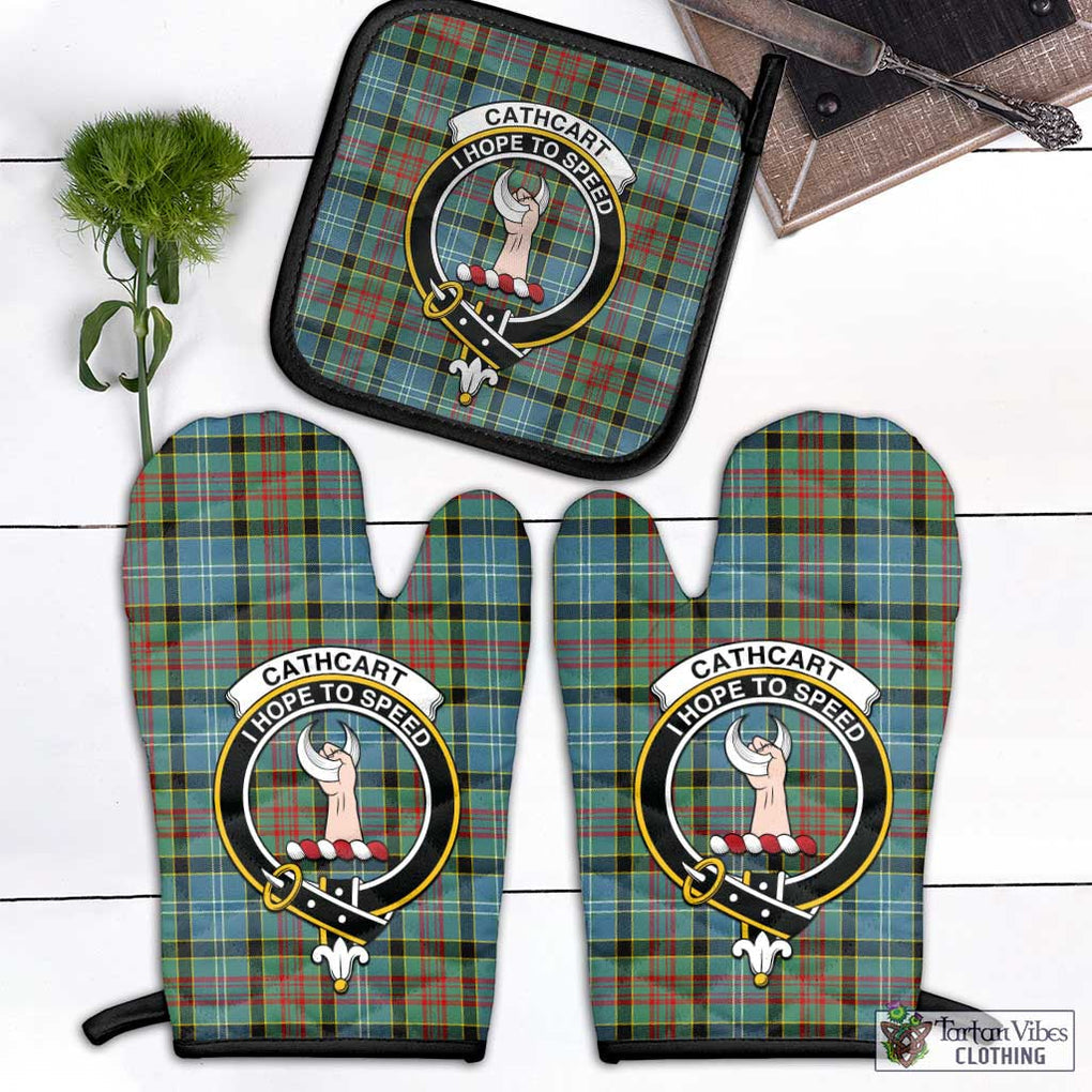 Cathcart Tartan Combo Oven Mitt & Pot-Holder with Family Crest Black - Tartan Vibes Clothing