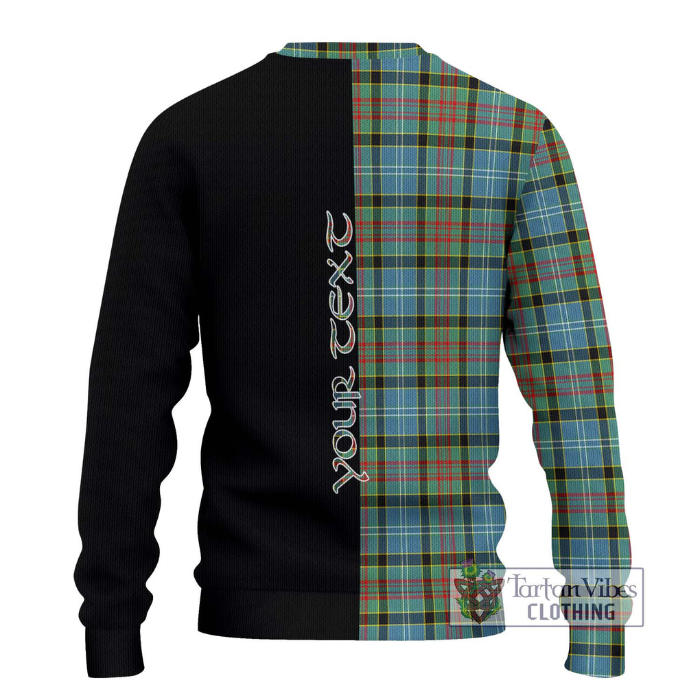 Cathcart Tartan Knitted Sweater with Family Crest and Half Of Me Style - Tartanvibesclothing Shop