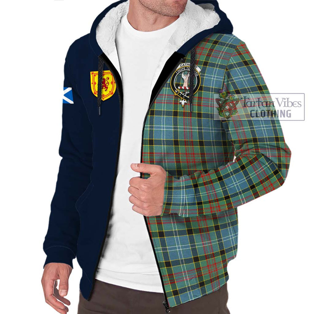 Tartan Vibes Clothing Cathcart Tartan Sherpa Hoodie with Scottish Lion Royal Arm Half Style