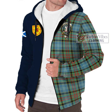 Cathcart Tartan Sherpa Hoodie Alba with Scottish Lion Royal Arm Half Style