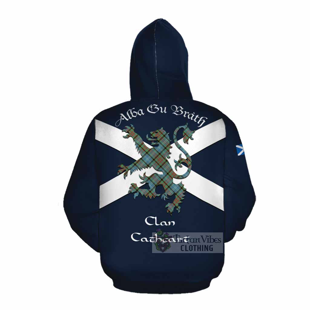 Tartan Vibes Clothing Cathcart Tartan Lion Rampant Cotton Hoodie Proudly Display Your Heritage with Alba Gu Brath and Clan Name