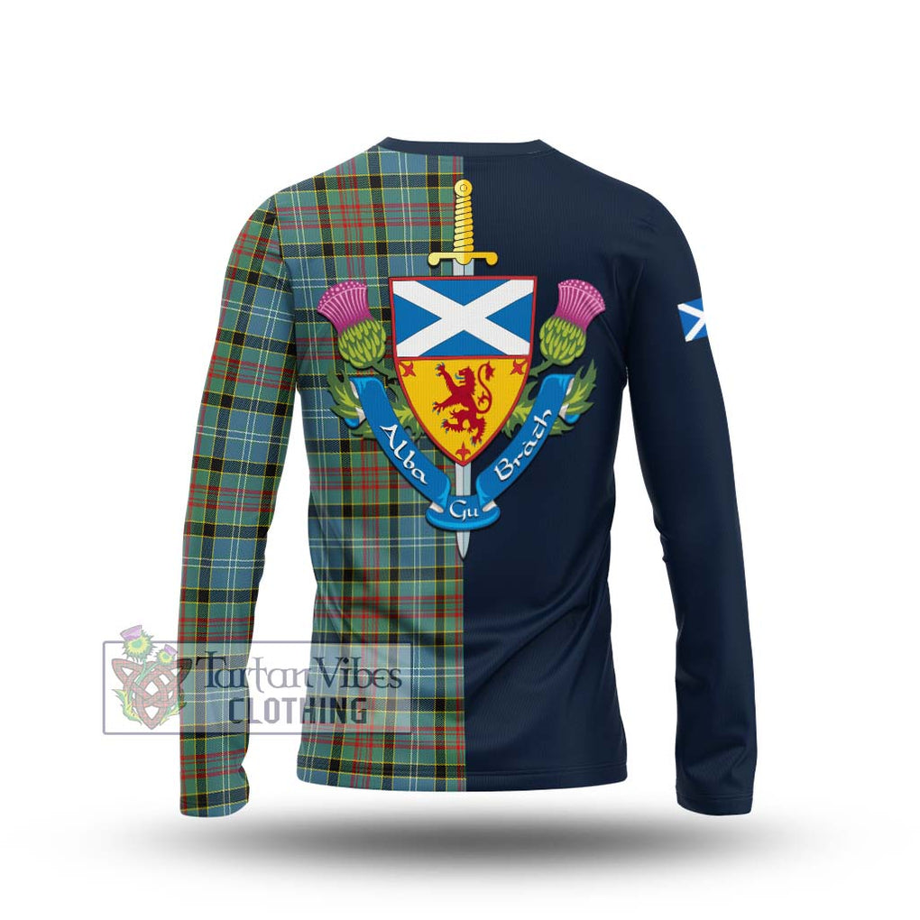 Tartan Vibes Clothing Cathcart Tartan Long Sleeve T-Shirt with Scottish Lion Royal Arm Half Style