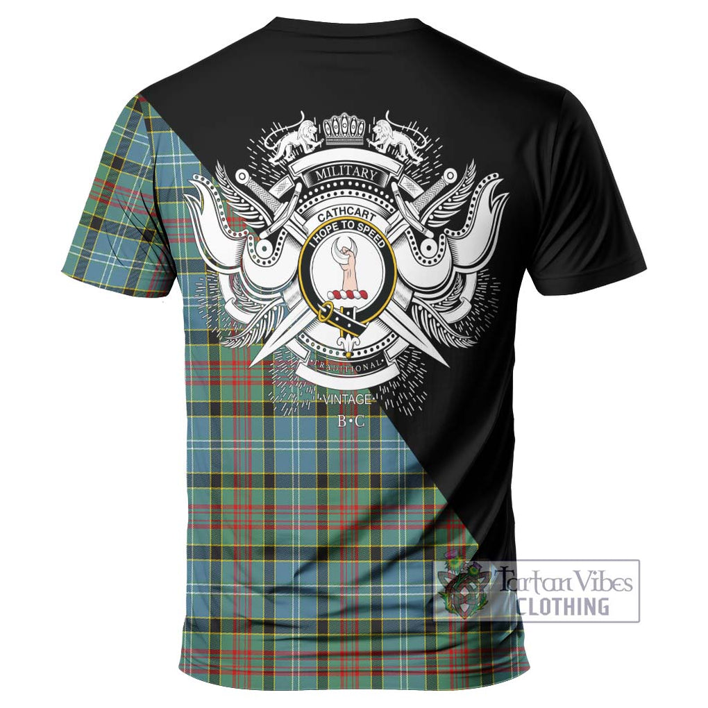 Cathcart Tartan T-Shirt with Family Crest and Military Logo Style - Tartanvibesclothing Shop