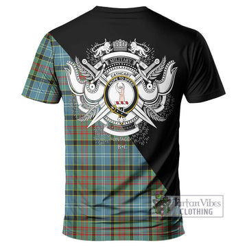 Cathcart Tartan T-Shirt with Family Crest and Military Logo Style