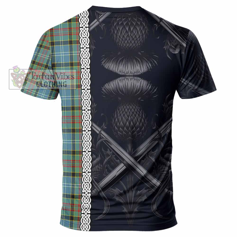 Tartan Vibes Clothing Cathcart Tartan T-Shirt with Family Crest Cross Sword Thistle Celtic Vibes