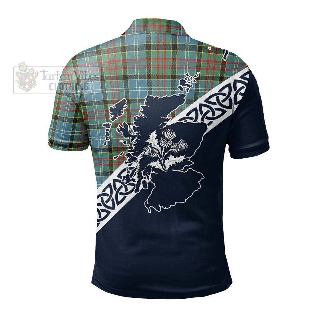 Cathcart Tartan Polo Shirt Featuring Thistle and Scotland Map