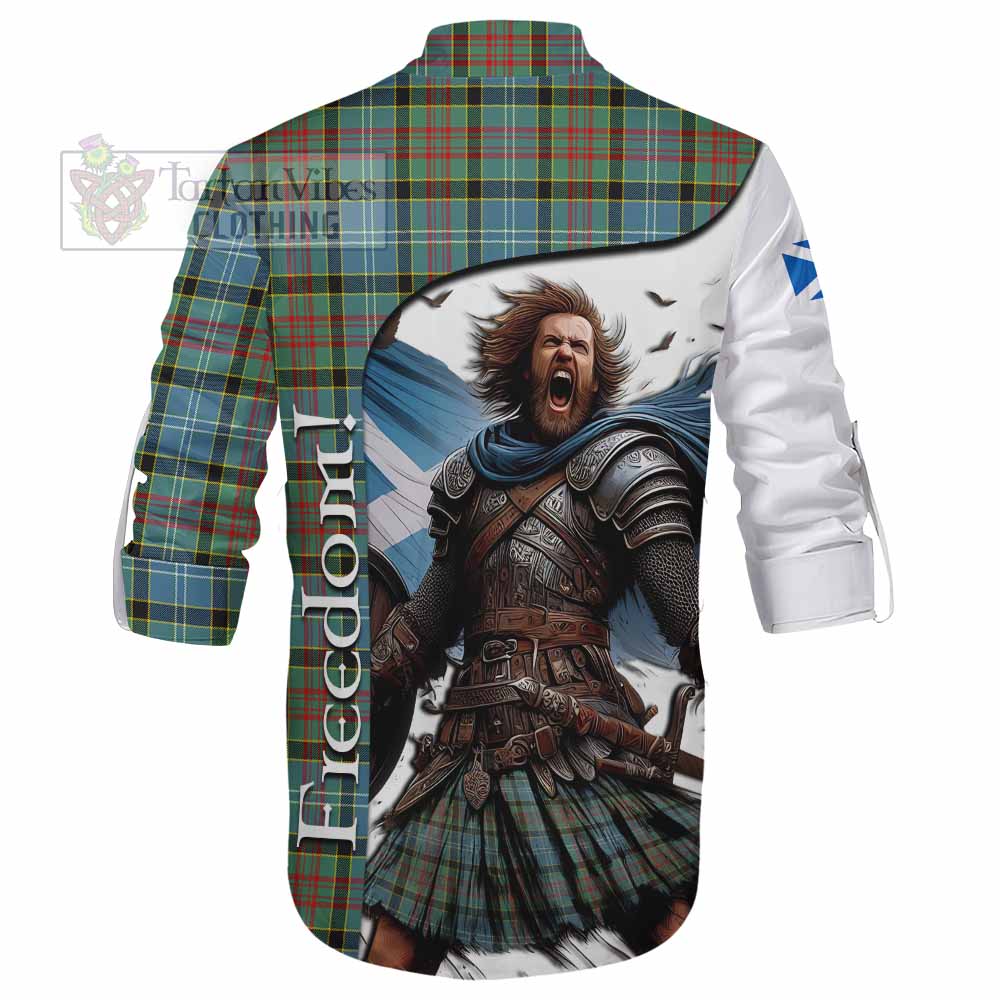 Tartan Vibes Clothing Cathcart Crest Tartan Ghillie Kilt Shirt Inspired by the Freedom of Scottish Warrior