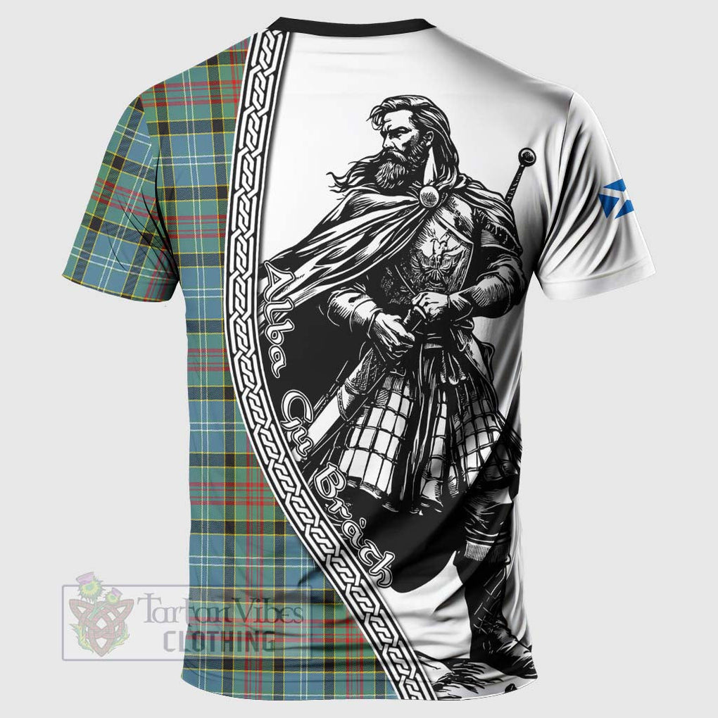 Tartan Vibes Clothing Cathcart Tartan Clan Crest T-Shirt with Highlander Warrior Celtic Style