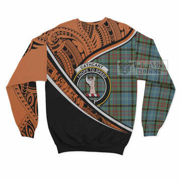 Cathcart Crest Tartan Sweatshirt with Polynesian Vibes Style - Orange Version