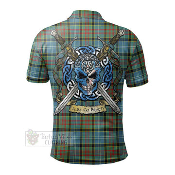 Cathcart Tartan Polo Shirt with Family Crest Celtic Skull Style