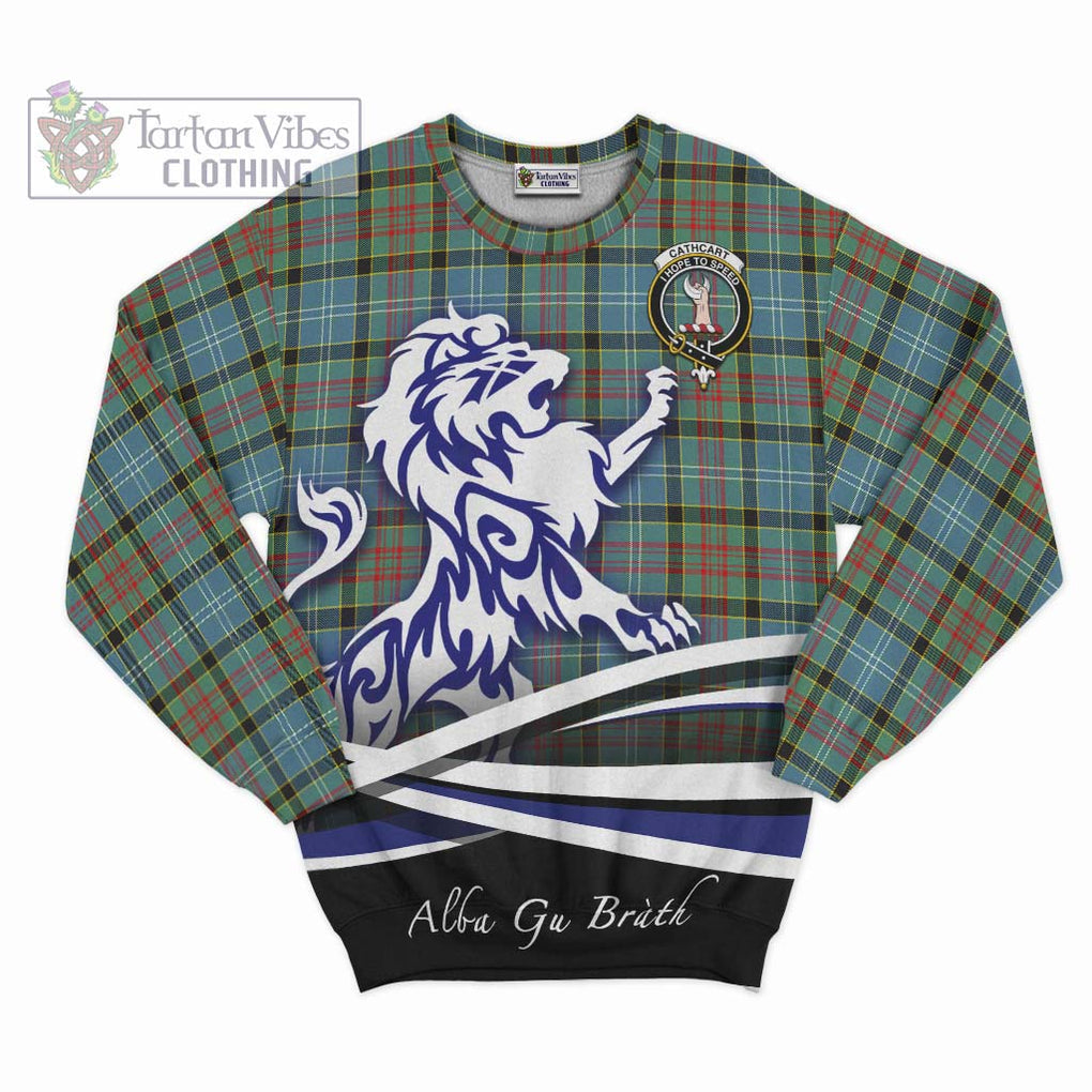 Cathcart Tartan Sweatshirt with Alba Gu Brath Regal Lion Emblem - Tartanvibesclothing Shop