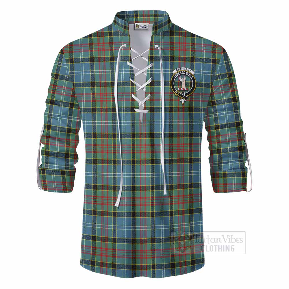 Tartan Vibes Clothing Cathcart Tartan Ghillie Kilt Shirt with Family Crest DNA In Me Style