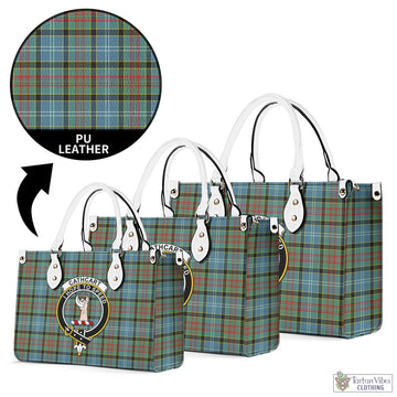 Cathcart Tartan Luxury Leather Handbags with Family Crest