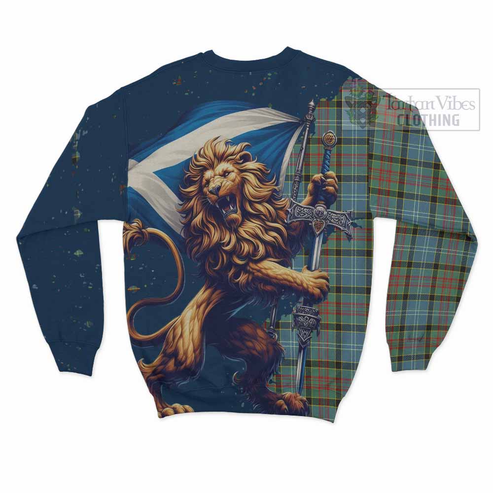 Tartan Vibes Clothing Cathcart Tartan Family Crest Sweatshirt with Scottish Majestic Lion