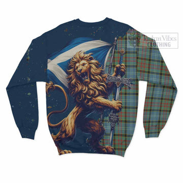 Cathcart Tartan Family Crest Sweatshirt with Scottish Majestic Lion