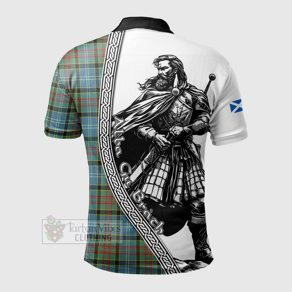 Tartan Vibes Clothing Cathcart Tartan Clan Crest Polo Shirt with Highlander Warrior Celtic Style