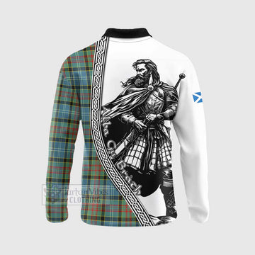 Cathcart Tartan Clan Crest Long Sleeve Polo Shirt with Highlander Warrior Celtic Style