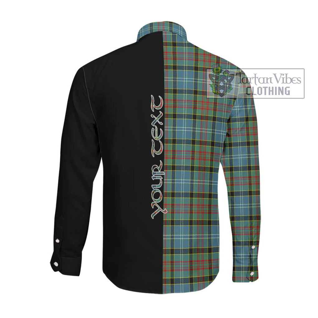 Cathcart Tartan Long Sleeve Button Shirt with Family Crest and Half Of Me Style Men's Shirt - Tartanvibesclothing Shop