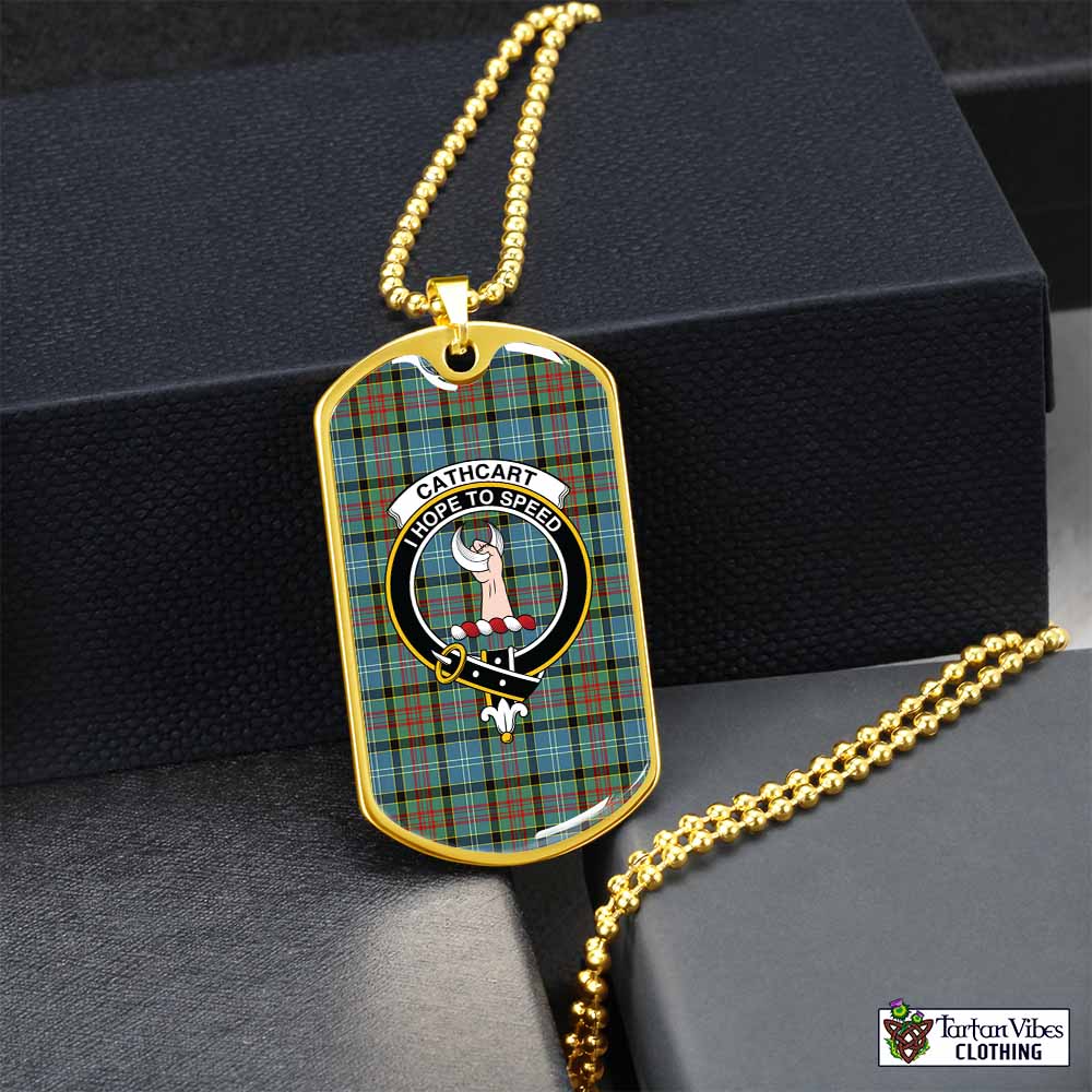 Tartan Vibes Clothing Cathcart Tartan Dog Tag Necklace with Family Crest