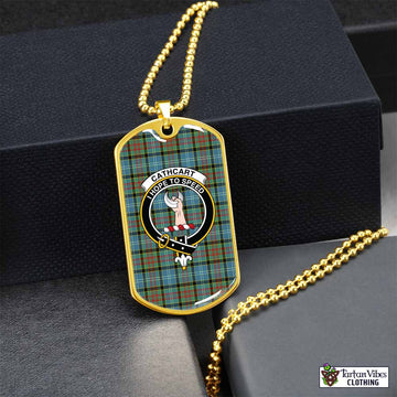 Cathcart Tartan Dog Tag Necklace with Family Crest