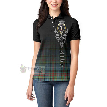 Cathcart Tartan Women's Polo Shirt Featuring Alba Gu Brath Family Crest Celtic Inspired