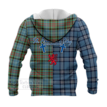 Cathcart Tartan Knitted Hoodie Happy St. Andrew's Day Half Tartan Style