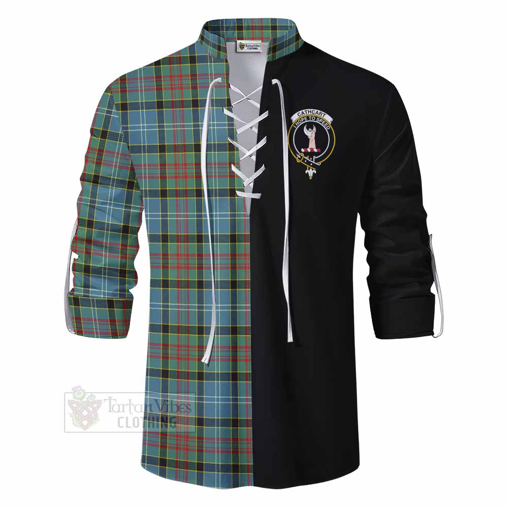 Tartan Vibes Clothing Cathcart Tartan Ghillie Kilt Shirt with Family Crest and Half Of Me Style