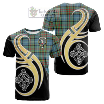 Cathcart Tartan Cotton T-shirt with Family Crest and Celtic Symbol Style