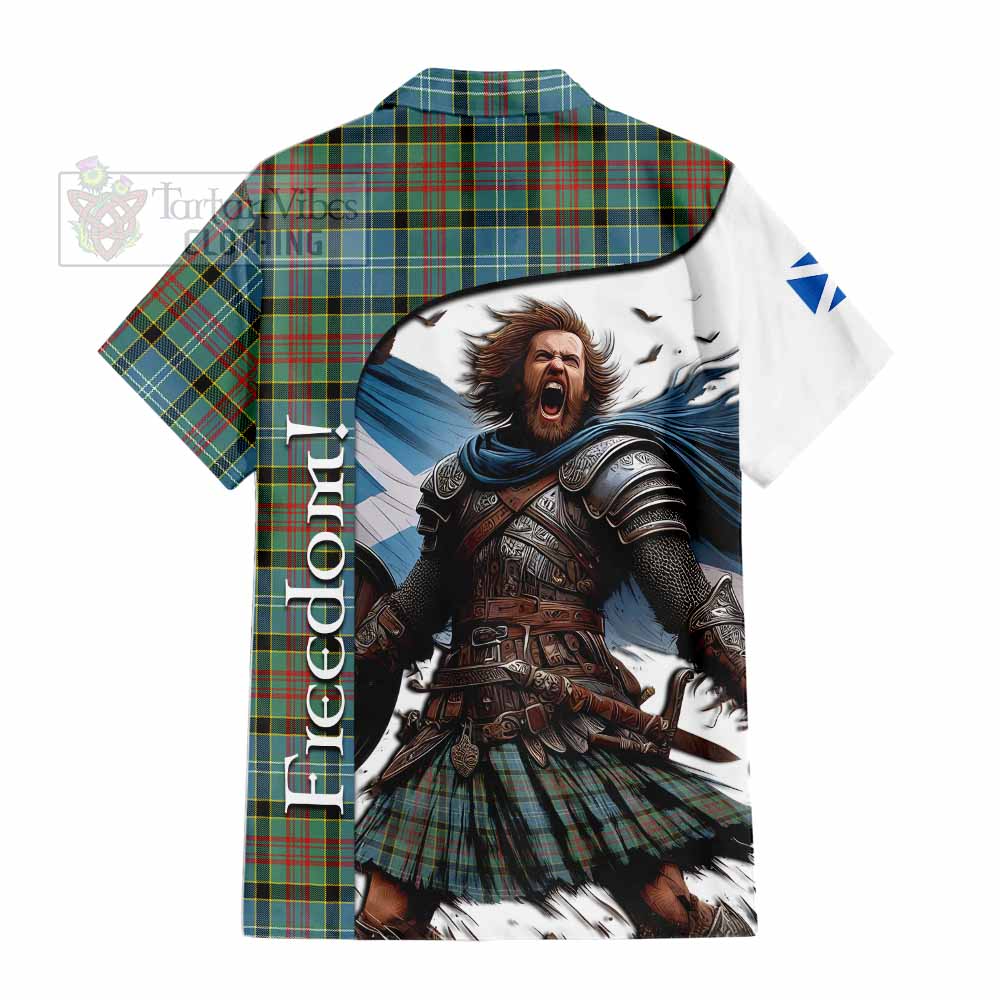 Tartan Vibes Clothing Cathcart Crest Tartan Short Sleeve Button Shirt Inspired by the Freedom of Scottish Warrior