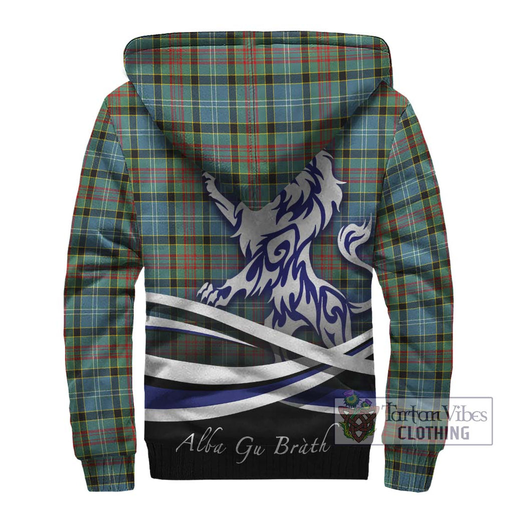 Cathcart Tartan Sherpa Hoodie with Alba Gu Brath Regal Lion Emblem - Tartanvibesclothing Shop