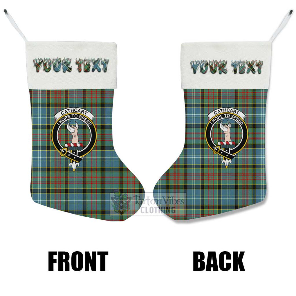 Tartan Vibes Clothing Cathcart Tartan Family Crest Christmas Stocking with Personalized Text