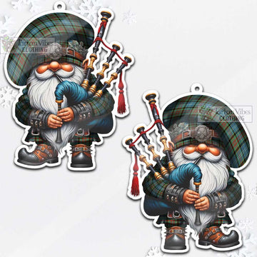 Cathcart Tartan Bagpiper Gnome Christmas Ornament