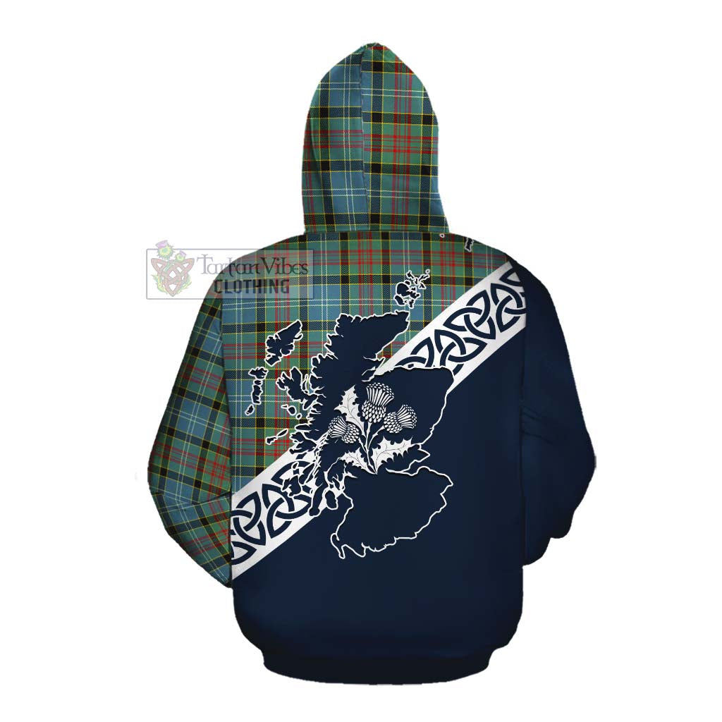 Tartan Vibes Clothing Cathcart Tartan Cotton Hoodie Featuring Thistle and Scotland Map