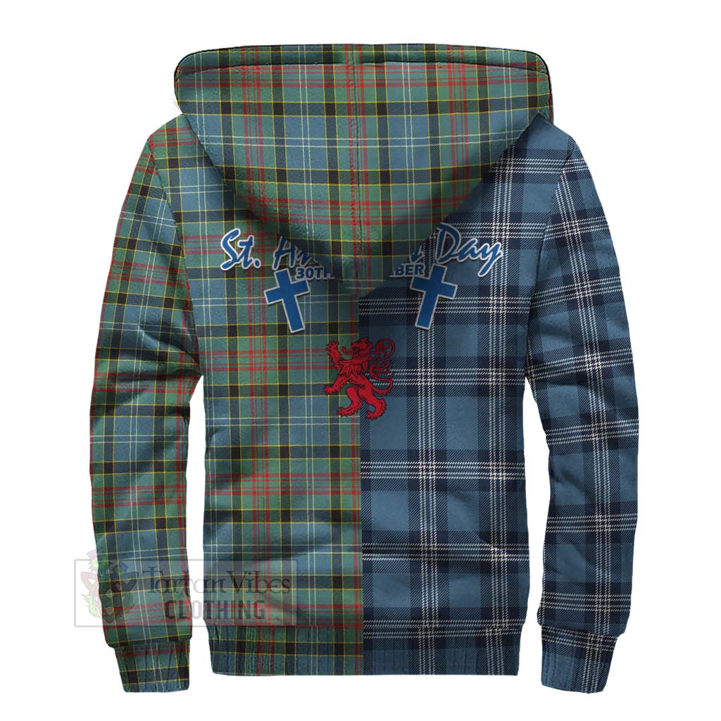 Tartan Vibes Clothing Cathcart Tartan Sherpa Hoodie Happy St. Andrew's Day Half Tartan Style