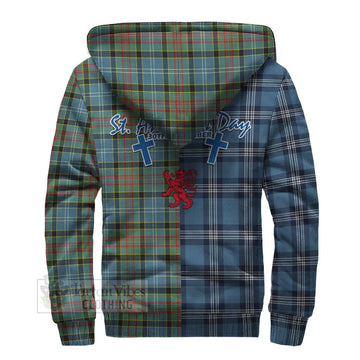 Cathcart Tartan Sherpa Hoodie Happy St. Andrew's Day Half Tartan Style