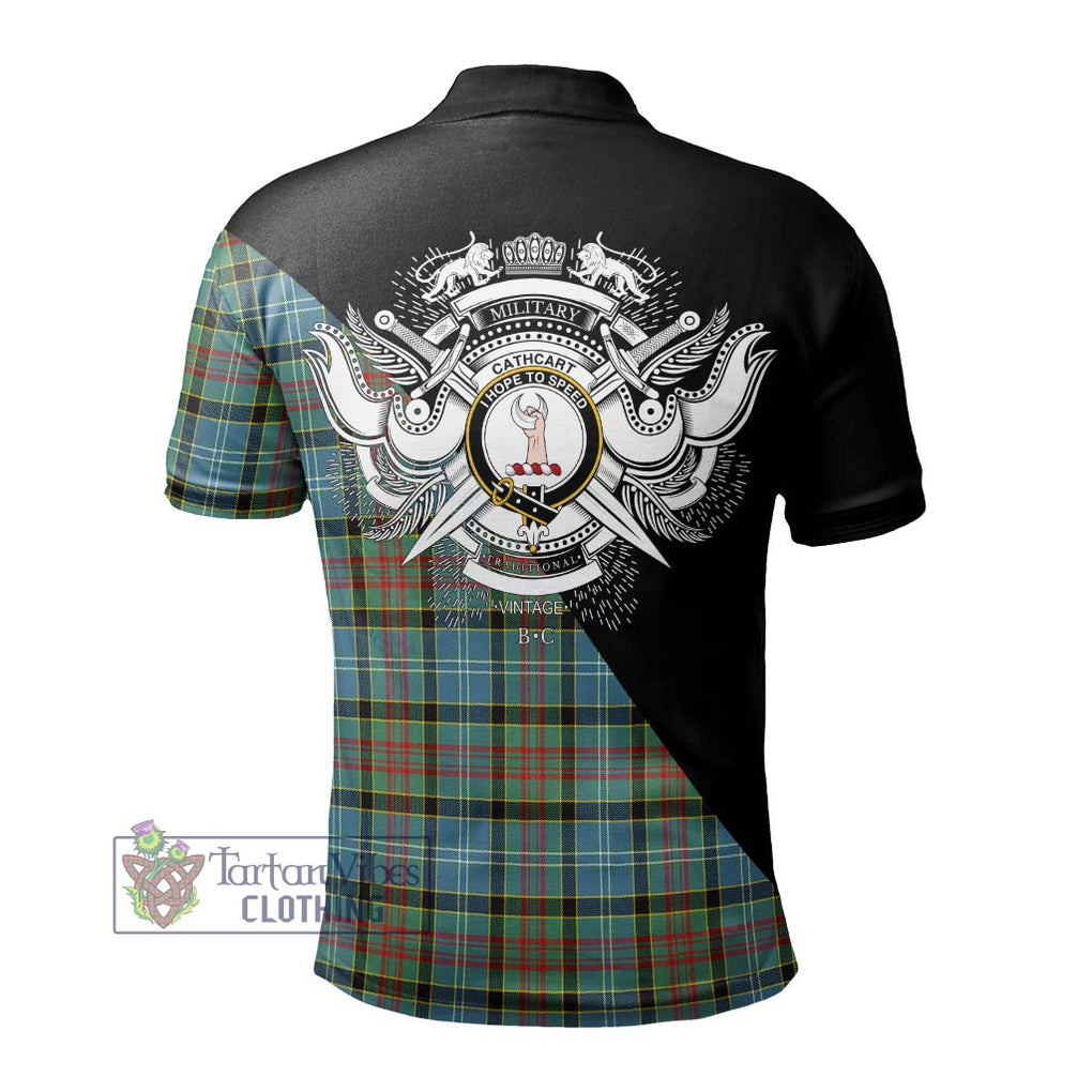 Cathcart Tartan Polo Shirt with Family Crest and Military Logo Style - Tartanvibesclothing Shop