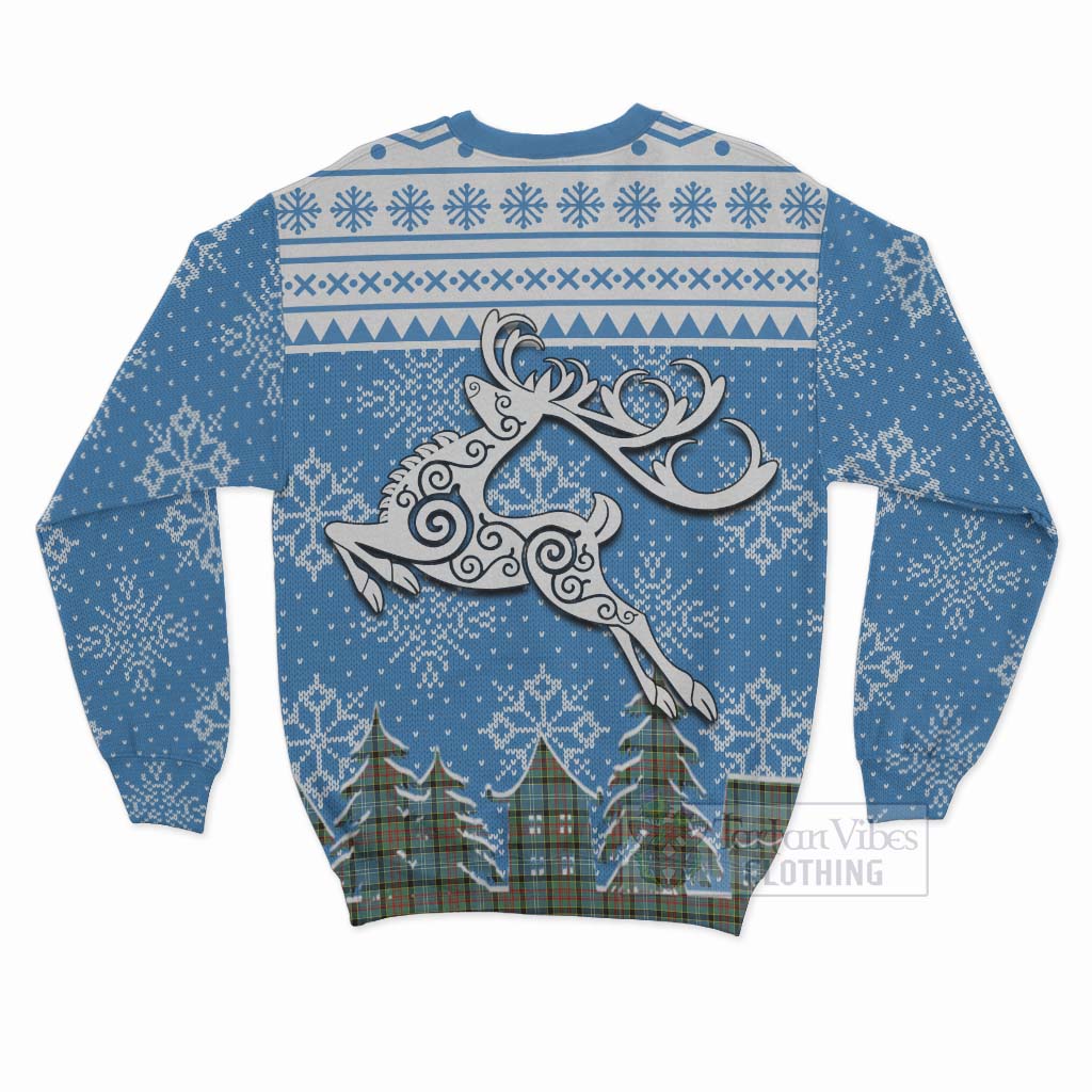 Tartan Vibes Clothing Cathcart Clan Christmas Sweatshirt Celtic Reindeer Style