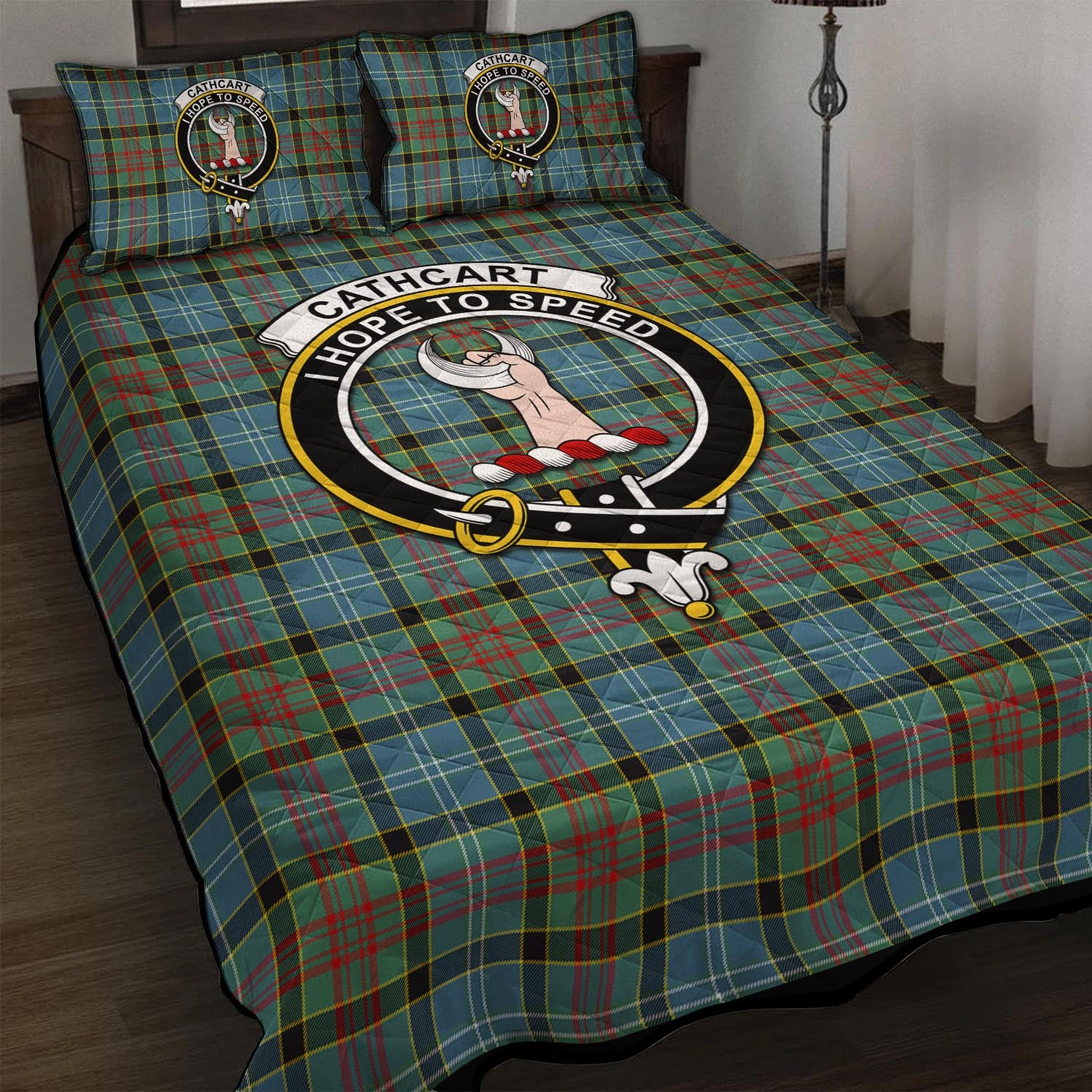 Cathcart Tartan Quilt Bed Set with Family Crest - Tartan Vibes Clothing