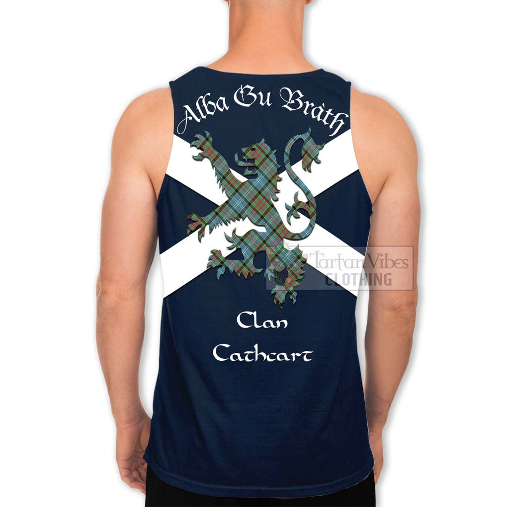 Tartan Vibes Clothing Cathcart Tartan Lion Rampant Men's Tank Top – Proudly Display Your Heritage with Alba Gu Brath and Clan Name